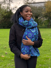Afbeelding in Gallery-weergave laden, African print Winter scarf for Adults Unisex - Blue Mandala

