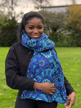 Afbeelding in Gallery-weergave laden, African print Winter scarf for Adults Unisex - Blue Mandala
