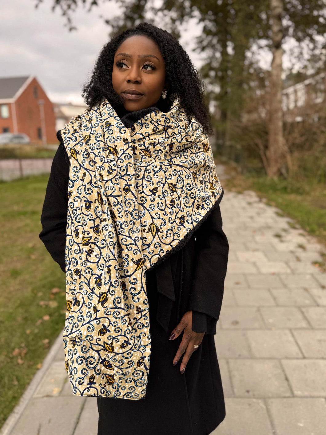 African print Winter scarf for Adults Unisex - Yellow Branches
