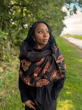 Charger l&#39;image dans la galerie, Foulard d&#39;hiver imprimé africain pour adultes unisexe - Paisley noir
