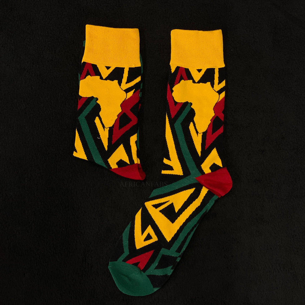 10 pairs - African socks / Afro socks / Kente stocks - Yellow Africa