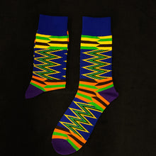 Load image into Gallery viewer, 10 pairs - African socks / Afro socks / Kente stocks - Blue
