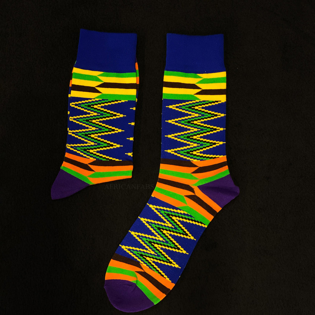 10 pairs - African socks / Afro socks / Kente stocks - Blue