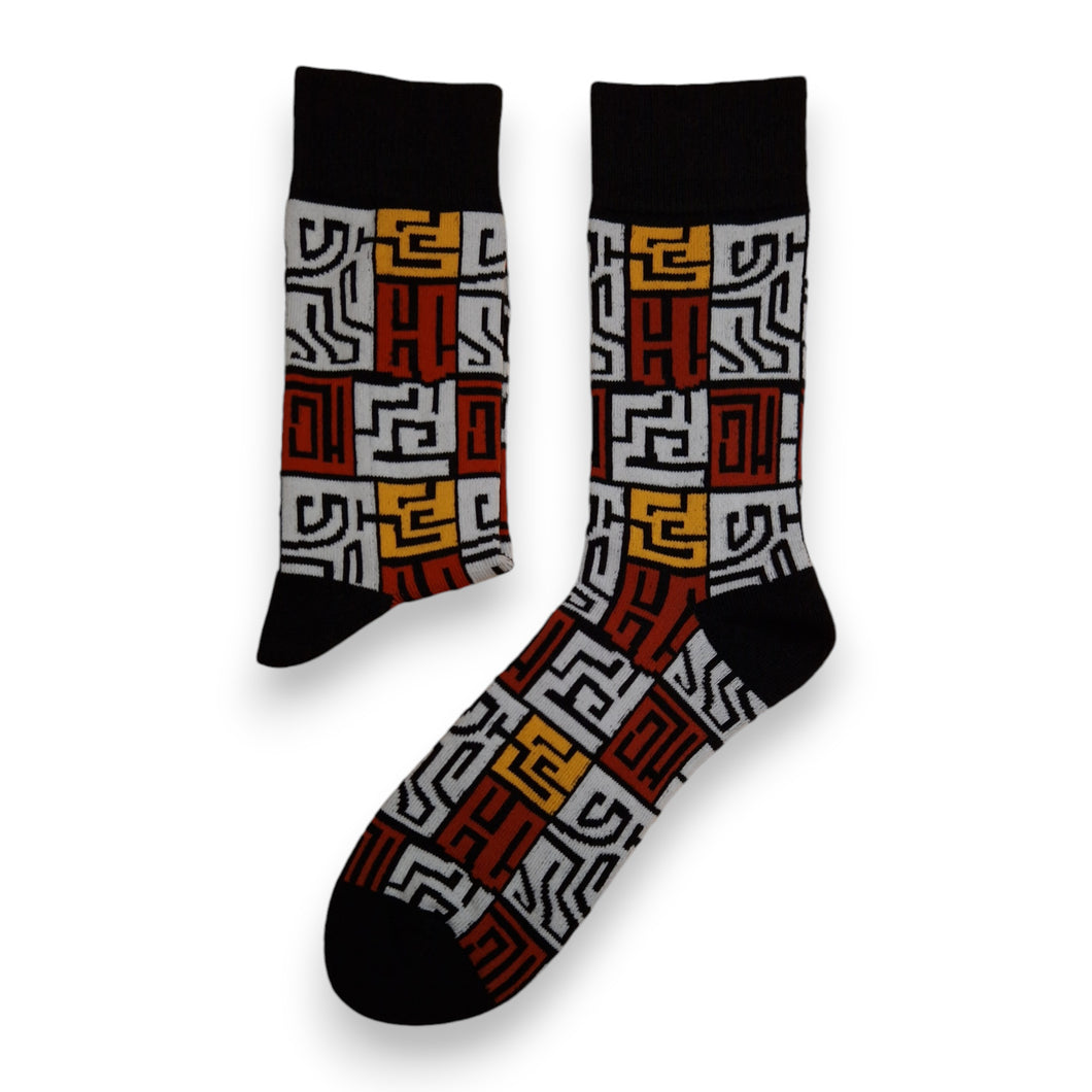 5 paires - Chaussettes africaines / Chaussettes Afro / Crosses Kente - Kuba