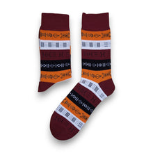 Load image into Gallery viewer, 5 pairs - African socks / Afro socks / African print socks - Brown Bogolan Symbols
