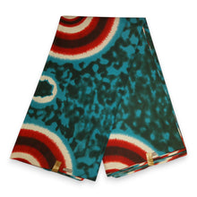 Load image into Gallery viewer, 6 Yards - African print fabric - Turquoise / Red Tie Dye - Polycotton
