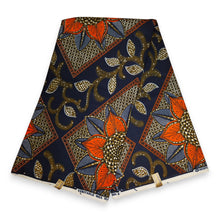 Afbeelding in Gallery-weergave laden, 6 Yards - Afrikaanse printstof - Oranje bloem - Polykatoen
