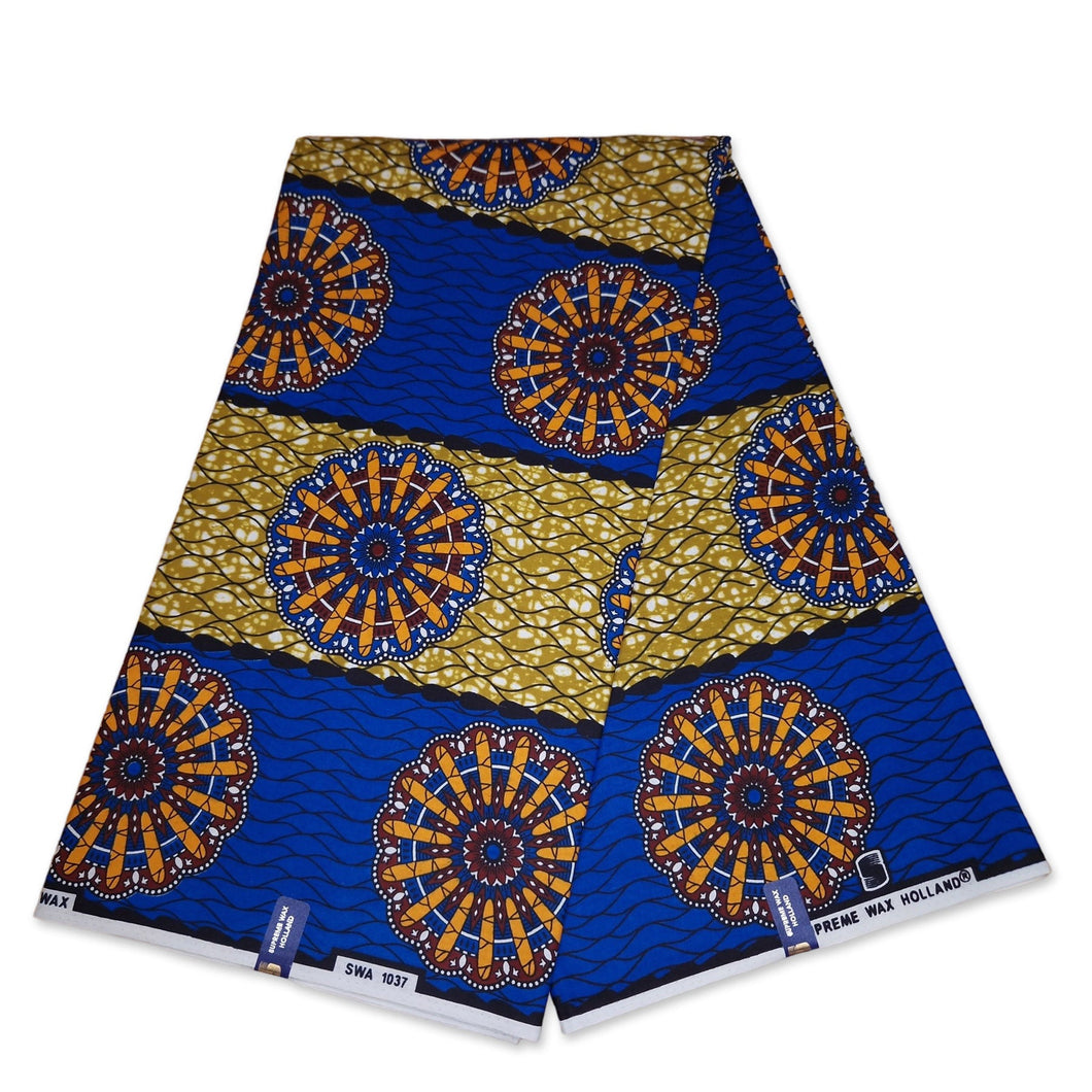 6 Yards - African Wax print fabric - Blue mills
