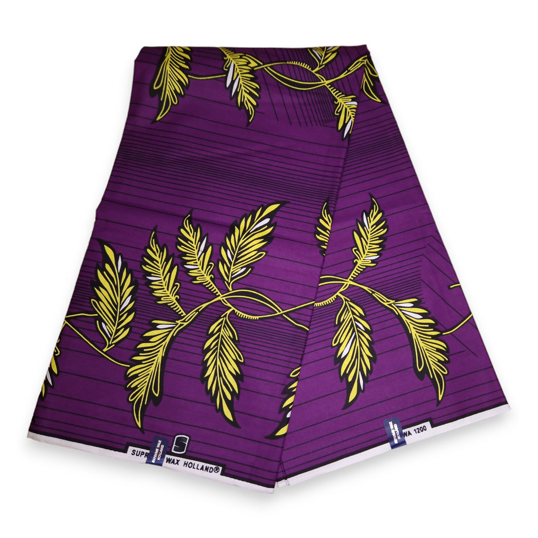 6 Yards - African Wax print fabric - Purple small twigs