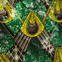 Load image into Gallery viewer, 6 Yards - African Wax print fabric Osikani - Green peacock with SILVER effect
