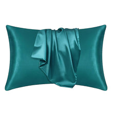 Load image into Gallery viewer, 5 PIECES - Satin pillow case teal 60 x 70 cm standard pillow size - Silky satin pillowcase
