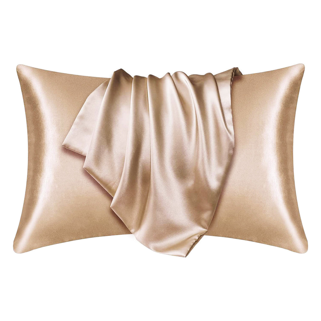 5 PIECES - Satin pillow case kaki 60 x 70 cm standard pillow size - Silky satin pillowcase