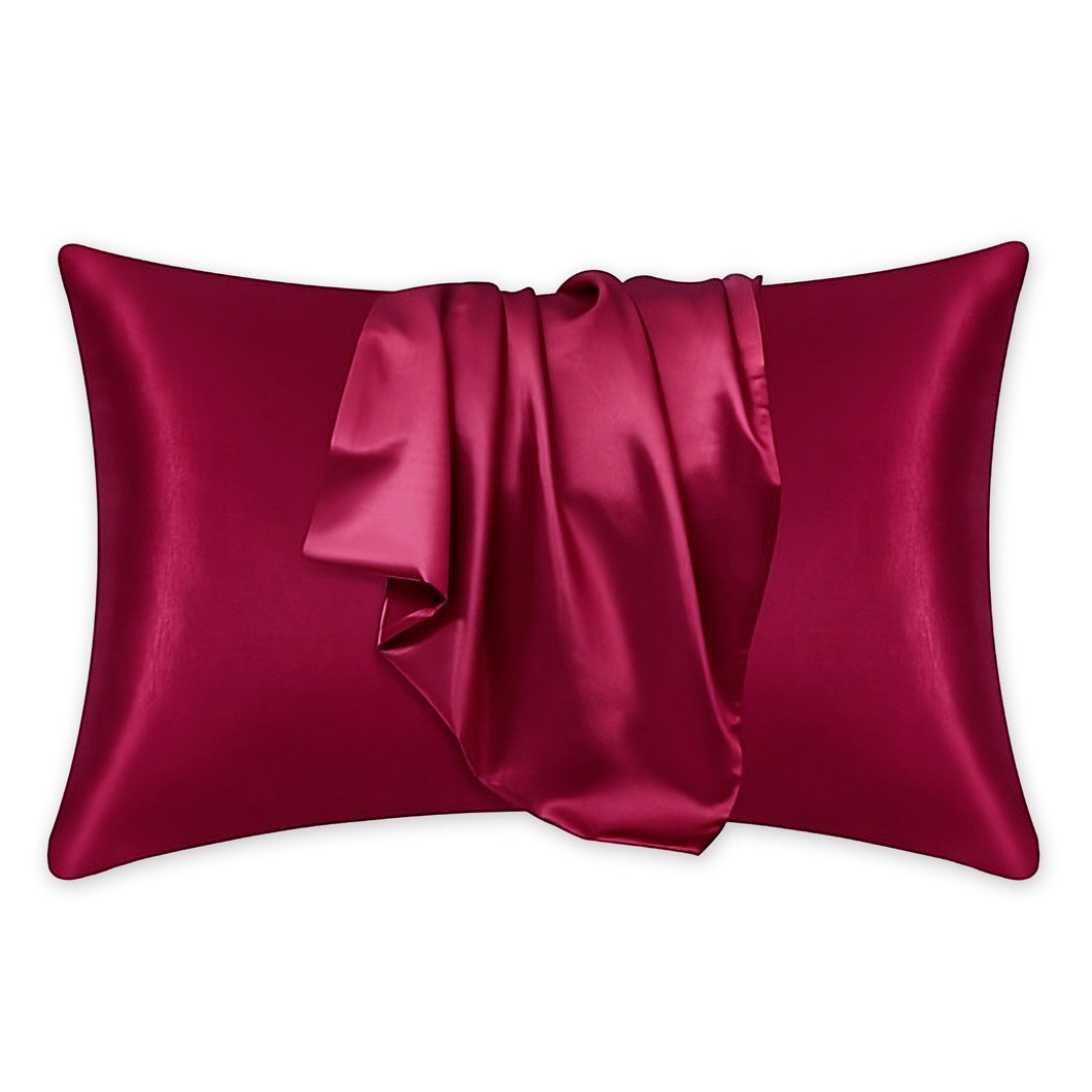 Taie d'oreiller en satin Rouge 60 x 70 cm taille d'oreiller standard - Taie d'oreiller en satin soyeux