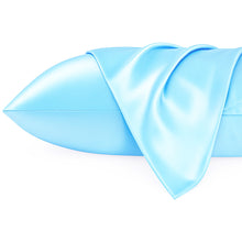 Afbeelding in Gallery-weergave laden, Satin pillow case Light blue 60 x 70 cm pillow size - Silky satin pillowcase / cushion cover
