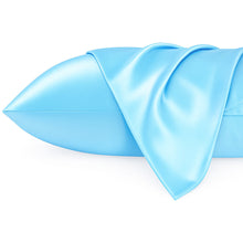 Lade das Bild in den Galerie-Viewer, Satin pillow case Light blue 60 x 70 cm pillow size - Silky satin pillowcase / cushion cover
