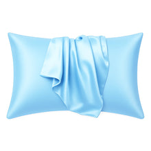 Lade das Bild in den Galerie-Viewer, Satin pillow case Light blue 60 x 70 cm pillow size - Silky satin pillowcase / cushion cover
