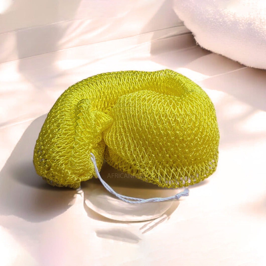 5 pièces - Éponge filet africaine / Filet exfoliant africain / Éponge Sapo - Jaune