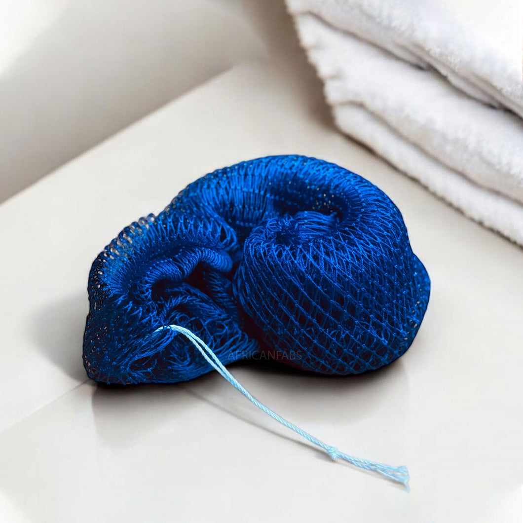 5 Pieces - African net sponge / African exfoliating net / Sapo sponge - Blue
