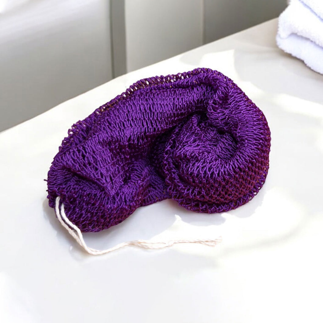 5 Pieces - African net sponge / African exfoliating net / Sapo sponge - Purple
