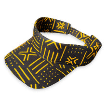 Load image into Gallery viewer, African print Sun visor cap - Black / Yellow bogolan
