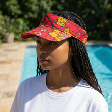 Afbeelding in Gallery-weergave laden, Afrikaanse print zonneklep pet - Donkerrood Botanische Flow
