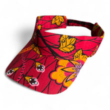 Charger l&#39;image dans la galerie, Casquette visière imprimé africain - Rouge foncé motif botanique
