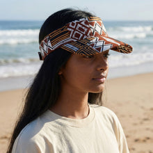 Load image into Gallery viewer, African print Sun visor cap - Brown Bogolan Mosaic
