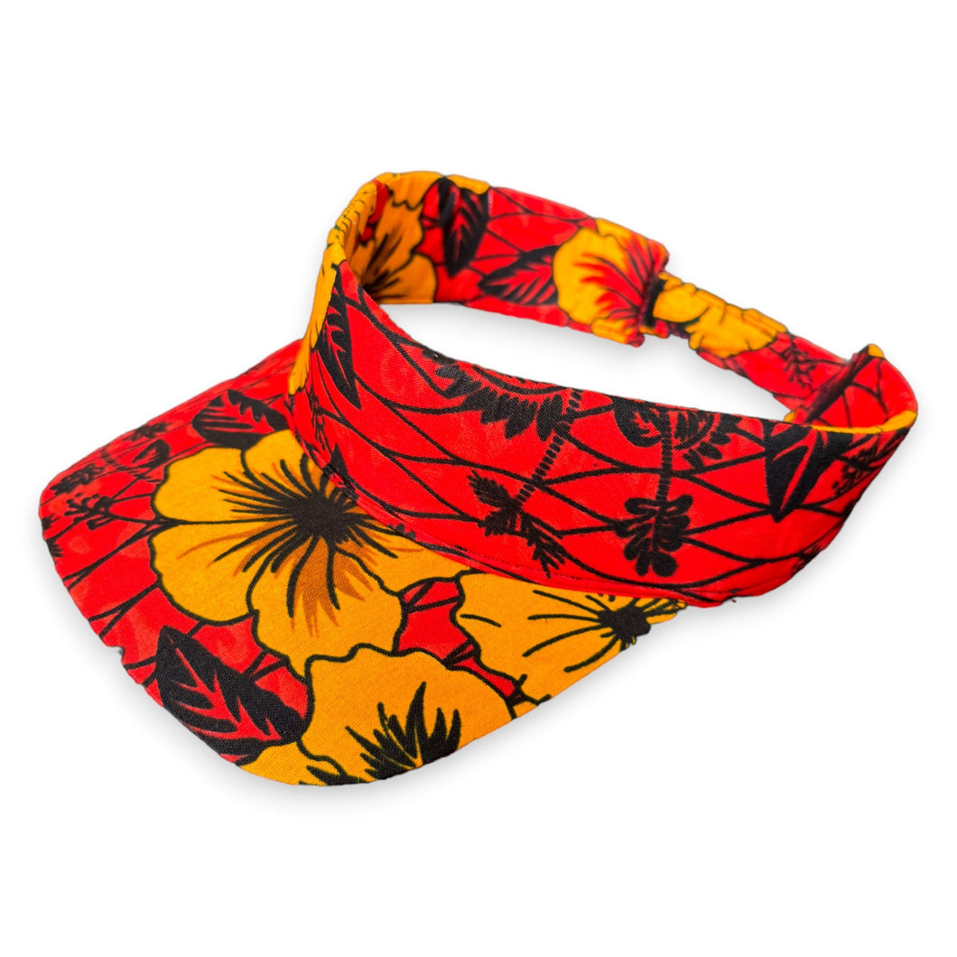 Zonnekleppet met Afrikaanse print - Rood/gele bloemen