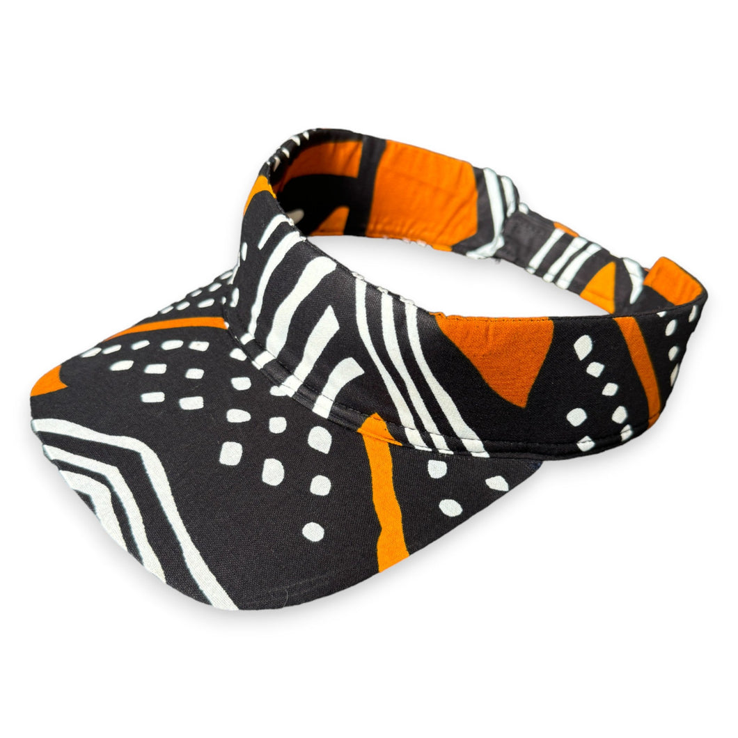 Casquette pare-soleil imprimé africain - Noir / orange