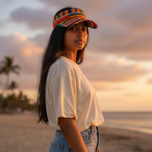 Charger l'image dans la galerie, Casquette visière de soleil imprimé africain - Kente orange
