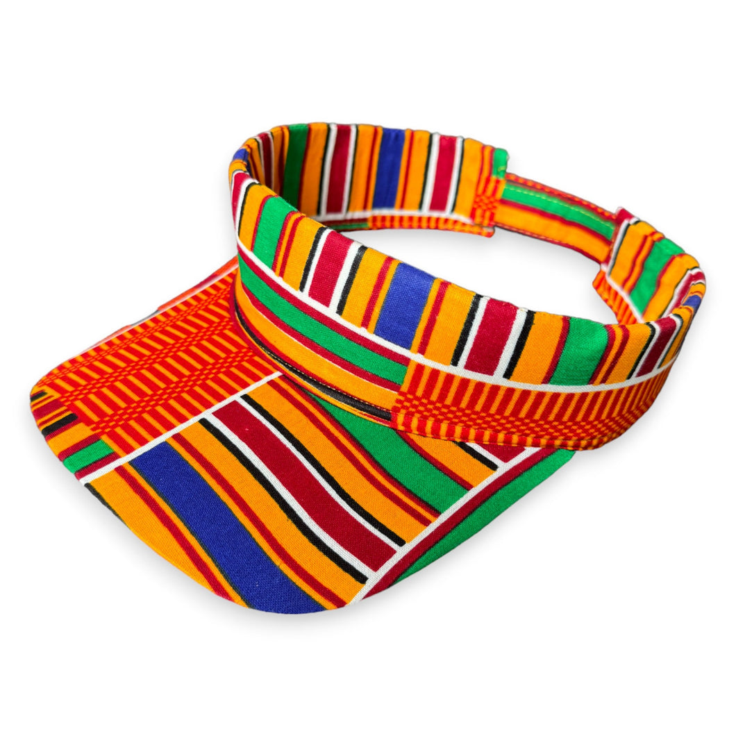 Zonnekleppet met Afrikaanse print - Oranje Kente