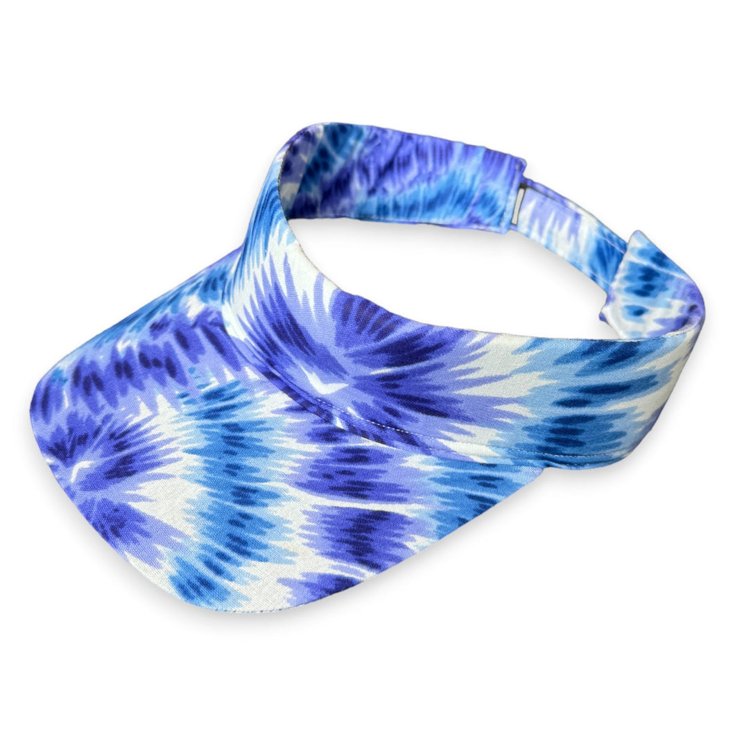 Sonnenblende-Mütze mit afrikanischem Aufdruck – Blue Tie Dye