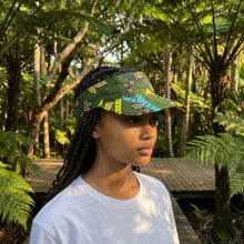 Load image into Gallery viewer, African print Sun visor cap - Dark Green Botanical Flow
