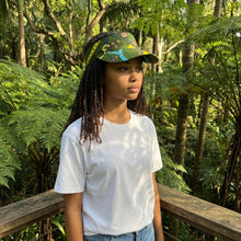 Load image into Gallery viewer, African print Sun visor cap - Dark Green Botanical Flow
