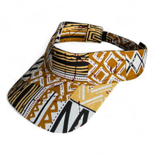 Charger l&#39;image dans la galerie, Casquette visière solaire en tissu africain - Mosaïque Bogolan sable
