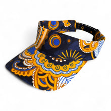 Charger l&#39;image dans la galerie, Casquette visière imprimé africain - Bleu marine Jaune Paisley

