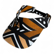 Charger l&#39;image dans la galerie, Casquette visière de soleil en tissu africain - Bogolan marron et beige

