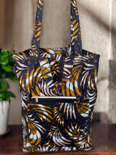 Charger l&#39;image dans la galerie, Shopper bag with African print - Mix Brown Feathers - Reusable Cotton Tote Bag
