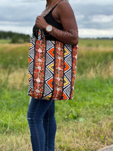 Load image into Gallery viewer, Shopper bag with African print - Orange bogolan - Reusable Shopping Bag made of cotton
