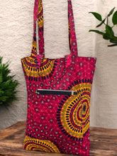 Load image into Gallery viewer, Shopper bag with African print - Red Dotted Patterns - Reusable Cotton Tote Bag
