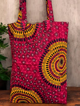 Load image into Gallery viewer, Shopper bag with African print - Red Dotted Patterns - Reusable Cotton Tote Bag
