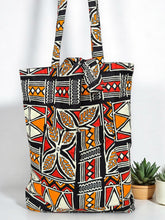 Charger l&#39;image dans la galerie, Shopper bag with African print - Orange - Reusable Cotton Tote Bag
