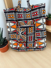 Charger l&#39;image dans la galerie, Shopper bag with African print - Orange - Reusable Cotton Tote Bag
