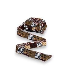 Afbeelding in Gallery-weergave laden, XL Easy headwrap - Satin lined hair bonnet - Brown Bogolan Mosaic
