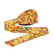 Afbeelding in Gallery-weergave laden, XL Easy headwrap - Satin lined hair bonnet - Beige Orange Botanical Flow
