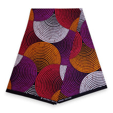 Charger l&#39;image dans la galerie, Casquette visière de soleil en tissu africain - Design de cercles concentriques orange et violet
