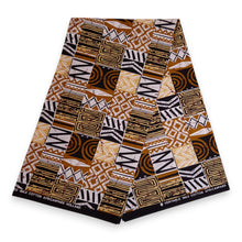 Charger l&#39;image dans la galerie, Casquette visière solaire en tissu africain - Mosaïque Bogolan sable
