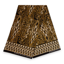 Charger l&#39;image dans la galerie, Casquette visière solaire en tissu africain - Noir Jaune Ndop Cameroun

