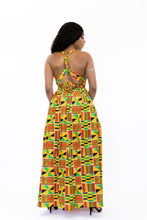 Load image into Gallery viewer, African Print Kente Orange / green Infinity Multiway Maxi Dress
