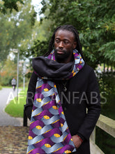 Charger l&#39;image dans la galerie, Foulard d&#39;hiver imprimé africain pour adultes unisexe - Enchevêtrement violet
